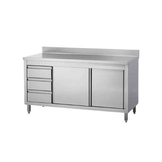 Gabinete de cozinha em aço inox